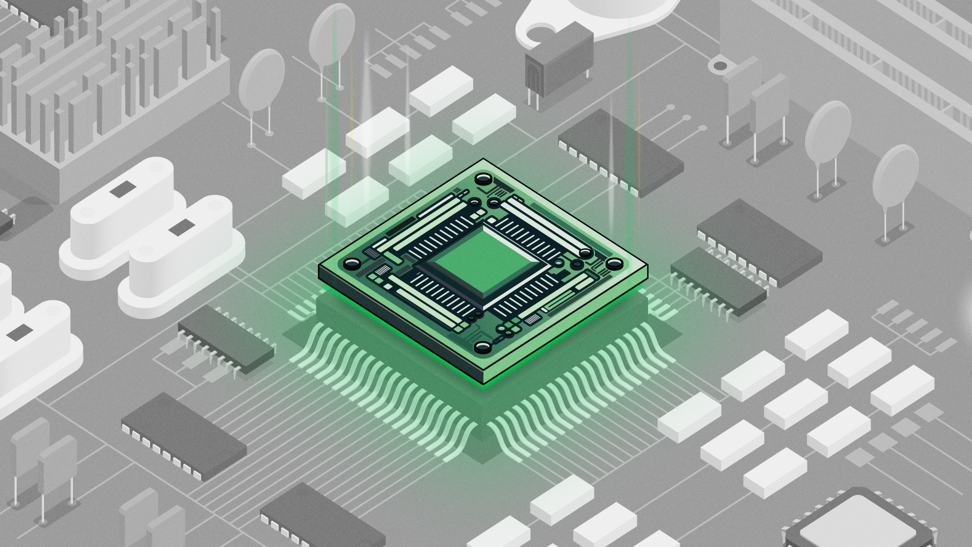 Graphical depiction of motherboard.